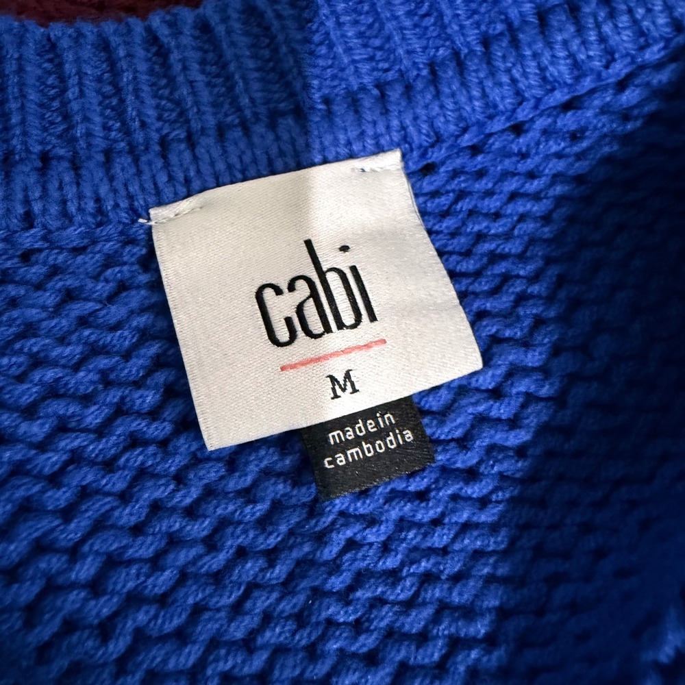 Cabi Sweater Women M Vineyard Floral Embroidered Colorblock Crew Neck Knit 4859 - Picture 5 of 13